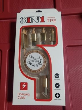 3-in-1 Gold/Beige TPE Charging Cable Multi-Connector